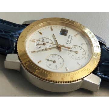 BUCHERER Automatic CHRONO 283.500 orologio polso VINTAGE data ACCIAIO ORO montre