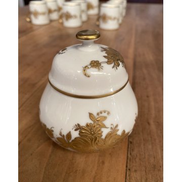 SERVIZIO CAFFE' VINTAGE 11 pers PORCELLANA Sevres DECORATO A MANO ORO ZECCHINO