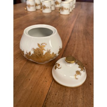 SERVIZIO CAFFE' VINTAGE 11 pers PORCELLANA Sevres DECORATO A MANO ORO ZECCHINO
