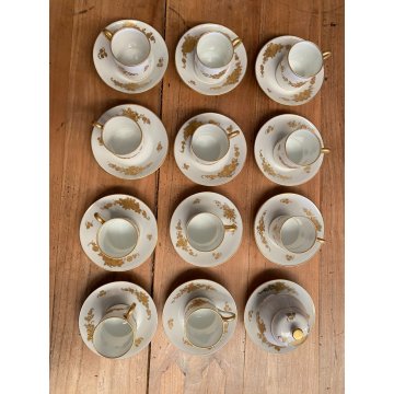 SERVIZIO CAFFE' VINTAGE 11 pers PORCELLANA Sevres DECORATO A MANO ORO ZECCHINO