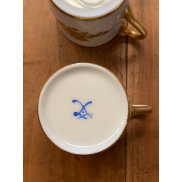 SERVIZIO CAFFE' VINTAGE 11 pers PORCELLANA Sevres DECORATO A MANO ORO ZECCHINO