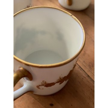 SERVIZIO CAFFE' VINTAGE 11 pers PORCELLANA Sevres DECORATO A MANO ORO ZECCHINO