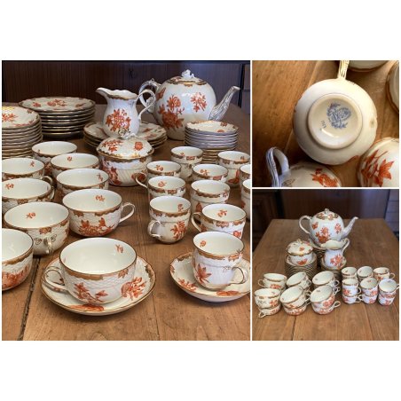 SET CAFFE TE' 12 pers PORCELLANA Herend Hungary DECORO CHINESE BOUQUET RUST '900