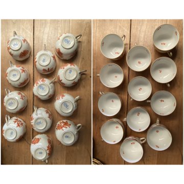 SET CAFFE TE' 12 pers PORCELLANA Herend Hungary DECORO CHINESE BOUQUET RUST '900