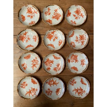 SET CAFFE TE' 12 pers PORCELLANA Herend Hungary DECORO CHINESE BOUQUET RUST '900