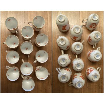 SET CAFFE TE' 12 pers PORCELLANA Herend Hungary DECORO CHINESE BOUQUET RUST '900