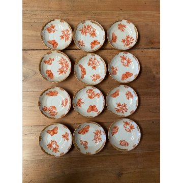 SET CAFFE TE' 12 pers PORCELLANA Herend Hungary DECORO CHINESE BOUQUET RUST '900