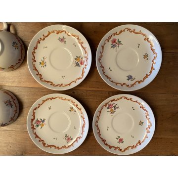 SERVIZIO TE 4 pers  CERAMICA RICHARD-GINORI San Cristoforo DECORATA A MANO FIORI