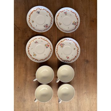 SERVIZIO TE 4 pers  CERAMICA RICHARD-GINORI San Cristoforo DECORATA A MANO FIORI
