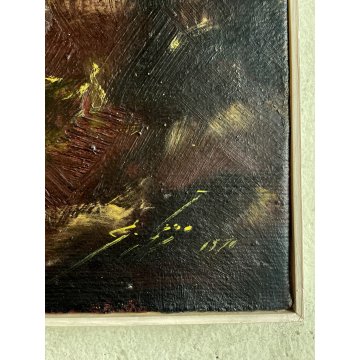 QUADRO DIPINTO OLIO MATERICO ASTRATTO PAESAGGIO MARINA NOTTURNO TEMPESTA 1970