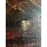 QUADRO DIPINTO OLIO MATERICO ASTRATTO PAESAGGIO MARINA NOTTURNO TEMPESTA 1970