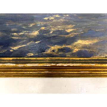 ANTICO QUADRO OLIO TAVOLA Giovanni Beltrami PAESAGGIO MARINO '800