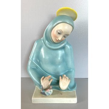 ANTICA MADONNA DELL' AMORE CERAMICA LENCI ELENA SCAVINI TORINO EPOCA 900 UCCELLI
