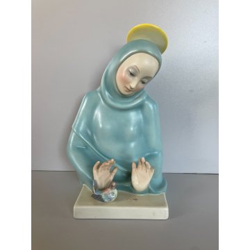 ANTICA MADONNA DELL' AMORE CERAMICA LENCI ELENA SCAVINI TORINO EPOCA 900 UCCELLI