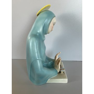 ANTICA MADONNA DELL' AMORE CERAMICA LENCI ELENA SCAVINI TORINO EPOCA 900 UCCELLI
