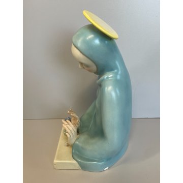 ANTICA MADONNA DELL' AMORE CERAMICA LENCI ELENA SCAVINI TORINO EPOCA 900 UCCELLI