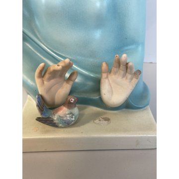 ANTICA MADONNA DELL' AMORE CERAMICA LENCI ELENA SCAVINI TORINO EPOCA 900 UCCELLI