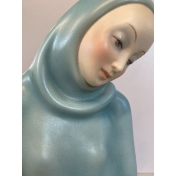 ANTICA MADONNA DELL' AMORE CERAMICA LENCI ELENA SCAVINI TORINO EPOCA 900 UCCELLI
