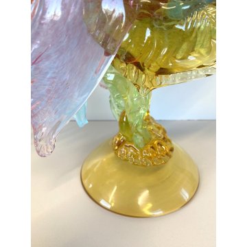 GRANDE FIGURA GALLO VETRO MURANO Paolo Venini POLICROMO ROOSTER 35cm MID-CENTURY