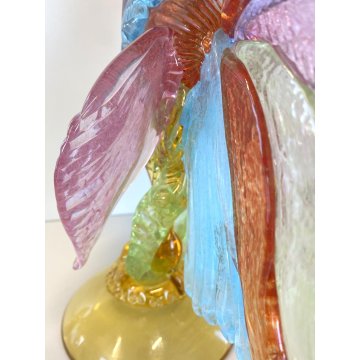 GRANDE FIGURA GALLO VETRO MURANO Paolo Venini POLICROMO ROOSTER 35cm MID-CENTURY