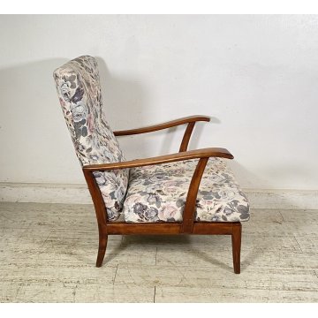 POLTRONA RECLINABILE Paolo Buffa ANNI 50 LEGNO FAGGIO TESSUTO ARMCHAIR ITALY