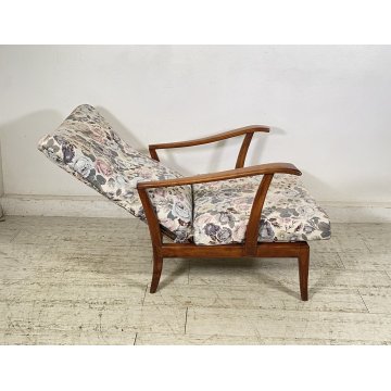 POLTRONA RECLINABILE Paolo Buffa ANNI 50 LEGNO FAGGIO TESSUTO ARMCHAIR ITALY