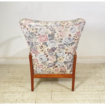 POLTRONA RECLINABILE Paolo Buffa ANNI 50 LEGNO FAGGIO TESSUTO ARMCHAIR ITALY