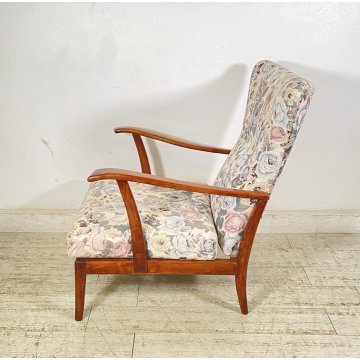 POLTRONA RECLINABILE Paolo Buffa ANNI 50 LEGNO FAGGIO TESSUTO ARMCHAIR ITALY