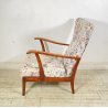 POLTRONA RECLINABILE Paolo Buffa ANNI 50 LEGNO FAGGIO TESSUTO ARMCHAIR ITALY