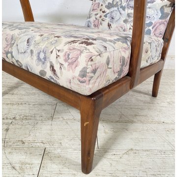 POLTRONA RECLINABILE Paolo Buffa ANNI 50 LEGNO FAGGIO TESSUTO ARMCHAIR ITALY