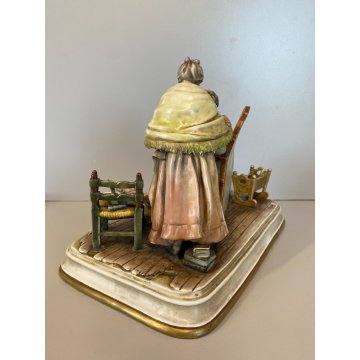 RARO GRUPPO SCULTOREO PORCELLANA A. Borsato Ottuagenari ANZIANI con CANE VINTAGE