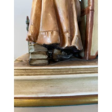 RARO GRUPPO SCULTOREO PORCELLANA A. Borsato Ottuagenari ANZIANI con CANE VINTAGE