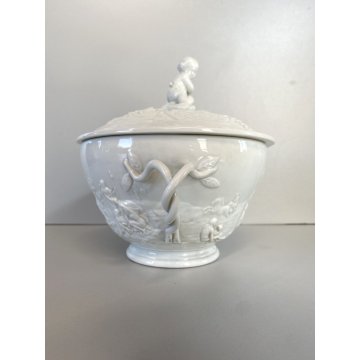 ANTICA TAZZA da PUERPERA Ginori Capodimonte PORCELLANA BIANCA DECORO RILIEVO