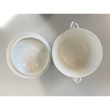 ANTICA TAZZA da PUERPERA Ginori Capodimonte PORCELLANA BIANCA DECORO RILIEVO