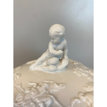 ANTICA TAZZA da PUERPERA Ginori Capodimonte PORCELLANA BIANCA DECORO RILIEVO
