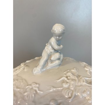 ANTICA TAZZA da PUERPERA Ginori Capodimonte PORCELLANA BIANCA DECORO RILIEVO