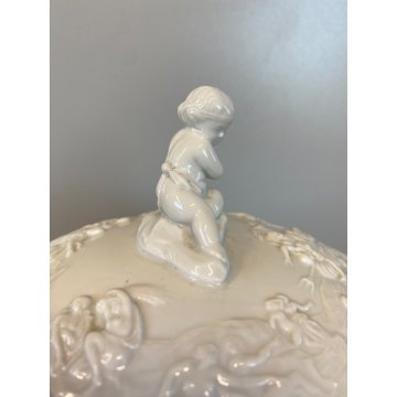 ANTICA TAZZA da PUERPERA Ginori Capodimonte PORCELLANA BIANCA DECORO RILIEVO
