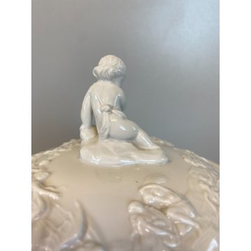 ANTICA TAZZA da PUERPERA Ginori Capodimonte PORCELLANA BIANCA DECORO RILIEVO