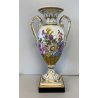 VASO ANFORA BIANSATA PORCELLANA BIANCA Dresden DECORO MOTIVO FLOREALE 35,5 cm/h