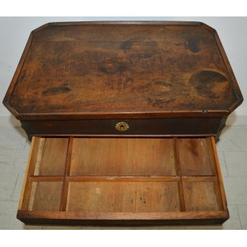 ANTICO TAVOLINO LAVORO Luigi Filippo EPOCA 1800 TOILETTE legno NOCE COMODINO OLD