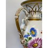 VASO ANFORA BIANSATA PORCELLANA BIANCA Dresden DECORO MOTIVO FLOREALE 35,5 cm/h