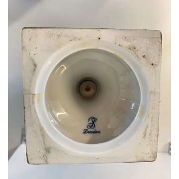 VASO ANFORA BIANSATA PORCELLANA BIANCA Dresden DECORO MOTIVO FLOREALE 35,5 cm/h