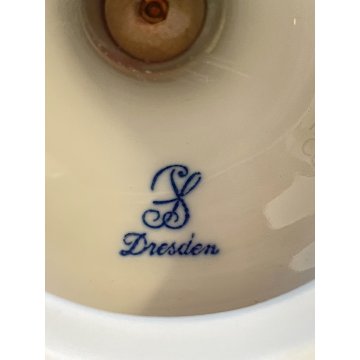 VASO ANFORA BIANSATA PORCELLANA BIANCA Dresden DECORO MOTIVO FLOREALE 35,5 cm/h