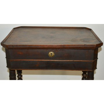 ANTICO TAVOLINO LAVORO Luigi Filippo EPOCA 1800 TOILETTE legno NOCE COMODINO OLD