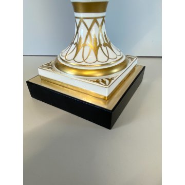 VASO ANFORA BIANSATA PORCELLANA BIANCA Dresden DECORO MOTIVO FLOREALE 35,5 cm/h