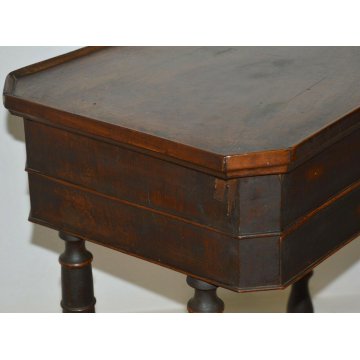 ANTICO TAVOLINO LAVORO Luigi Filippo EPOCA 1800 TOILETTE legno NOCE COMODINO OLD