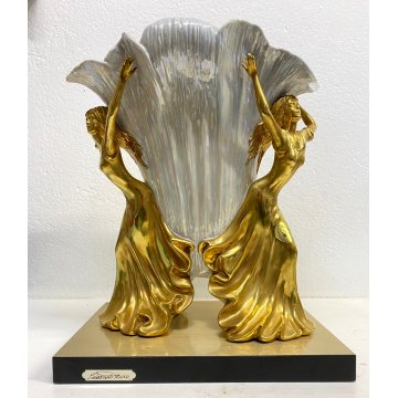 RARO VASO SCULTURA VIVA Edoardo Tasca CERAMICA BIANCA IRIDESCENTE ORO ZECCHINO
