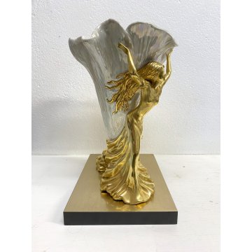 RARO VASO SCULTURA VIVA Edoardo Tasca CERAMICA BIANCA IRIDESCENTE ORO ZECCHINO