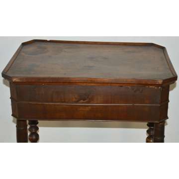 ANTICO TAVOLINO LAVORO Luigi Filippo EPOCA 1800 TOILETTE legno NOCE COMODINO OLD