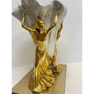 RARO VASO SCULTURA VIVA Edoardo Tasca CERAMICA BIANCA IRIDESCENTE ORO ZECCHINO